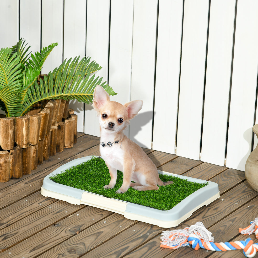 PawHut Puppy Training Pad Indoor Portable Puppy Pee Pad with Artificial Grass, Grid Panel, Tray, 46.5 x 34cm | Aosom UK