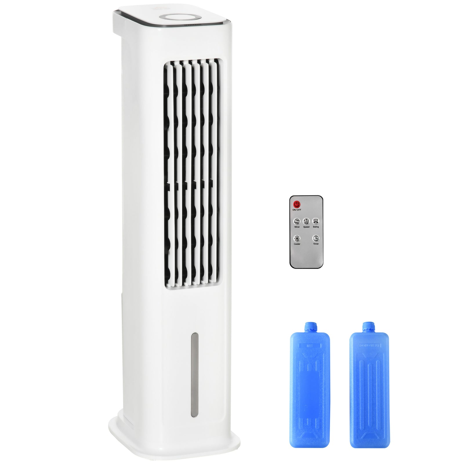 Evaporative Air Cooler, 5L Water Tank Oscillating Ice Cooling Fan with 3 Modes, 3 Speeds, Remote Control, Timer, and Oscillation, White