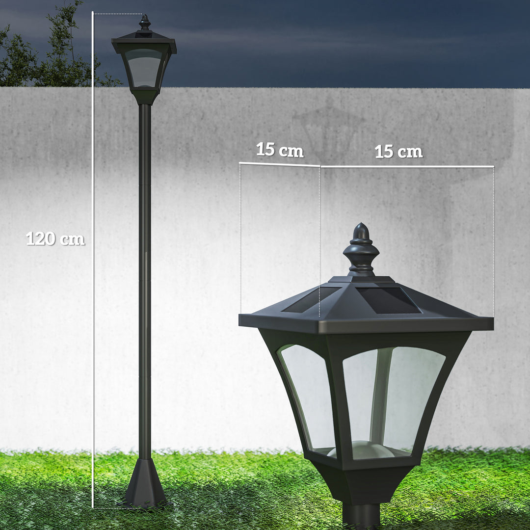 Outdoor Garden Solar Post Lamp Photosensitive LED Lantern Bollard Pathway 1.2M Tall – Black