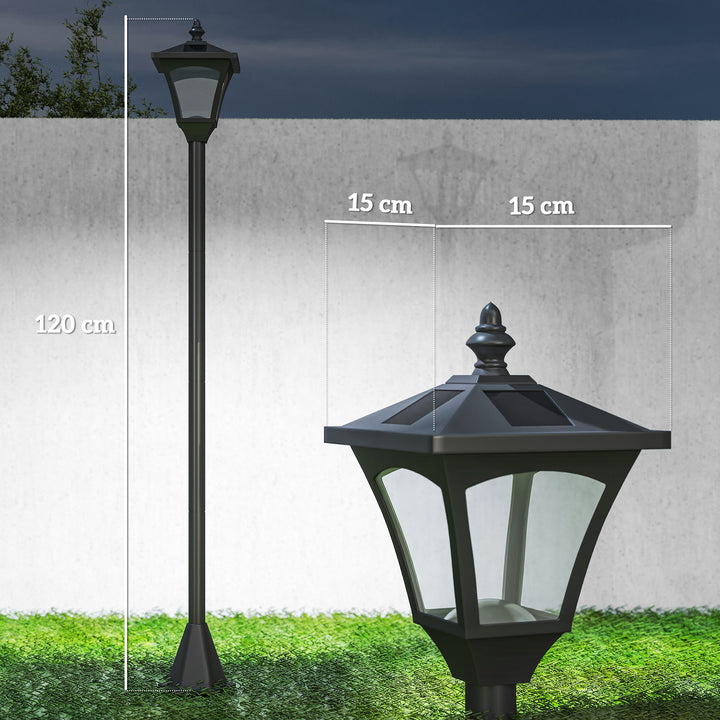 Outdoor Garden Solar Post Lamp Photosensitive LED Lantern Bollard Pathway 1.2M Tall – Black