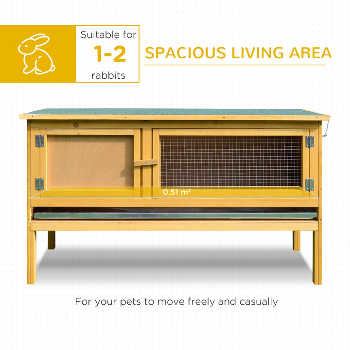 Rabbit Hutch Outdoor Guinea Pig Hutch House Small Animal Bunny Cage w/ Openable Roof, 115 x 44 x 65 cm