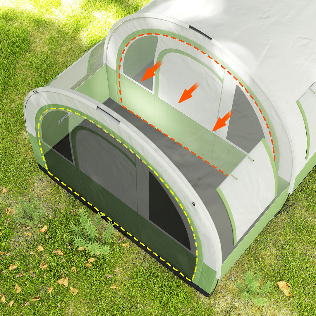 3000mm Waterproof Camping Tent, 5-6 Man Family Tent with Living and Bedroom, Carry Bag Included, Cream and Green