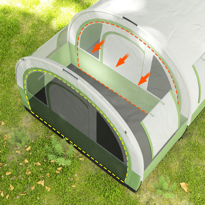 3000mm Waterproof Camping Tent, 5-6 Man Family Tent with Living and Bedroom, Carry Bag Included, Cream and Green