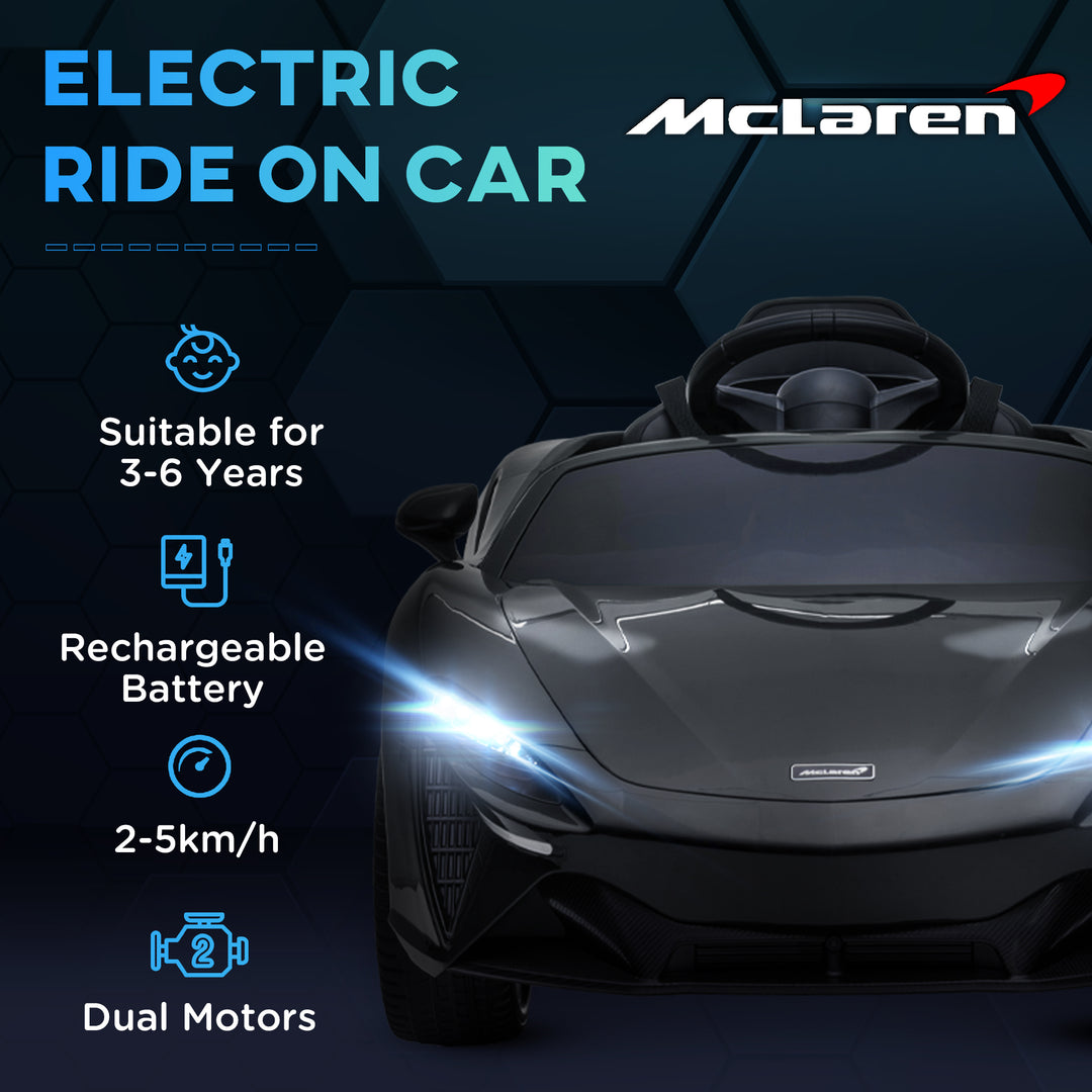 HOMCOM McLaren Licensed Electric Ride On Car for Kids, 12V with Butterfly Doors, Remote Control, Horn, Headlights, MP3, Black | Aosom UK