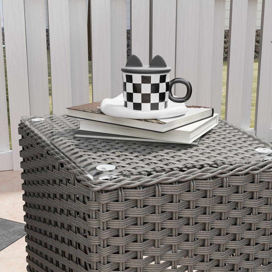 Three-Piece Super Padded Rattan Set - Light Grey