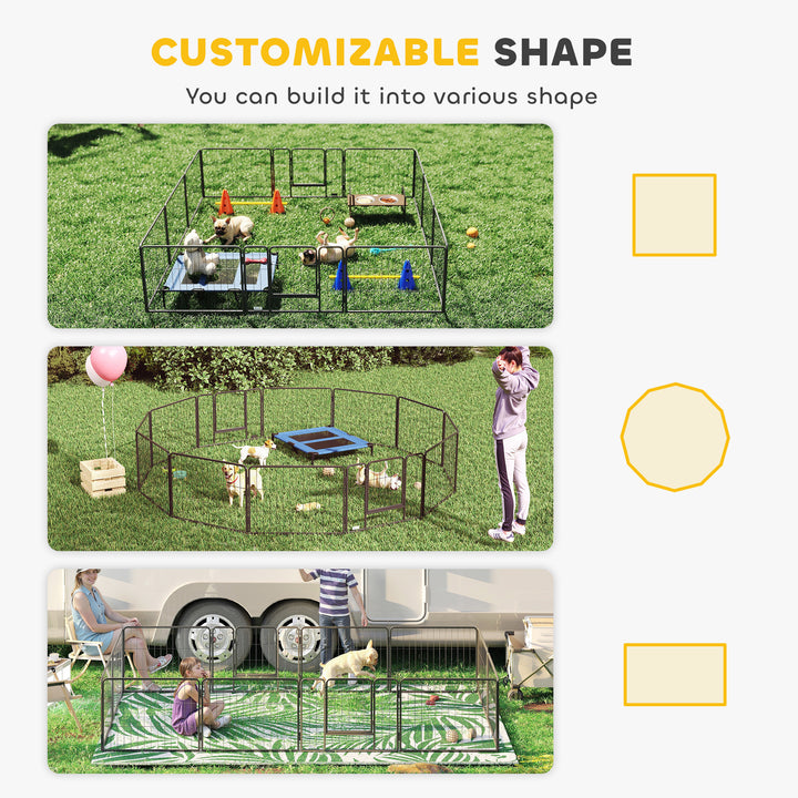 12 Panels Heavy Duty Puppy Playpen, for Small Dogs, Indoor and Outdoor Use - Silver