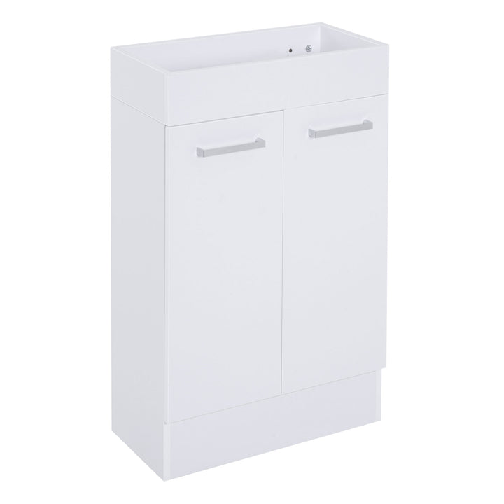 Kleankin Freestanding Vanity Unit, 500mm Under Sink Bathroom Cabinet with Ceramic Basin and Storage, Home Furniture, White | Aosom UK