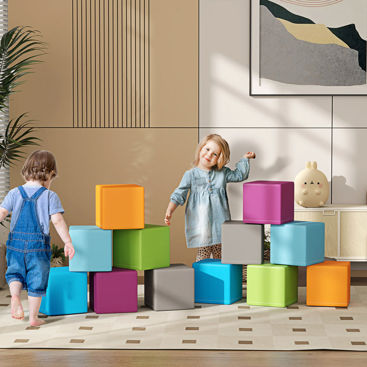 12 PCs Soft Play Blocks, Soft Foam Toy, Building and Stacking Blocks f