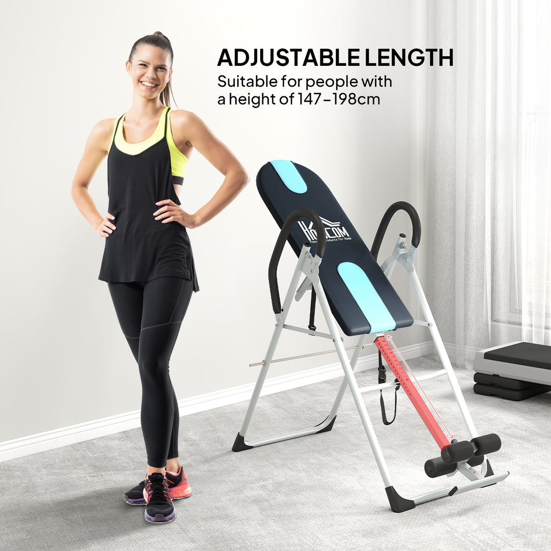 MCL Foldable Gravity Inversion Table Back Therapy Home Fitness Bench Black