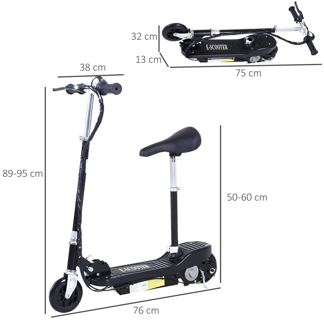Powered E-Scooter Ride-On, with Brakes, Adjustable Seat, Adjustable Handlebars, Black