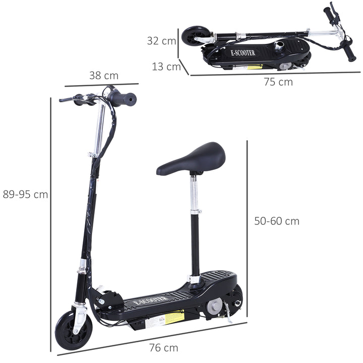 Powered E-Scooter Ride-On, with Brakes, Adjustable Seat, Adjustable Handlebars, Black