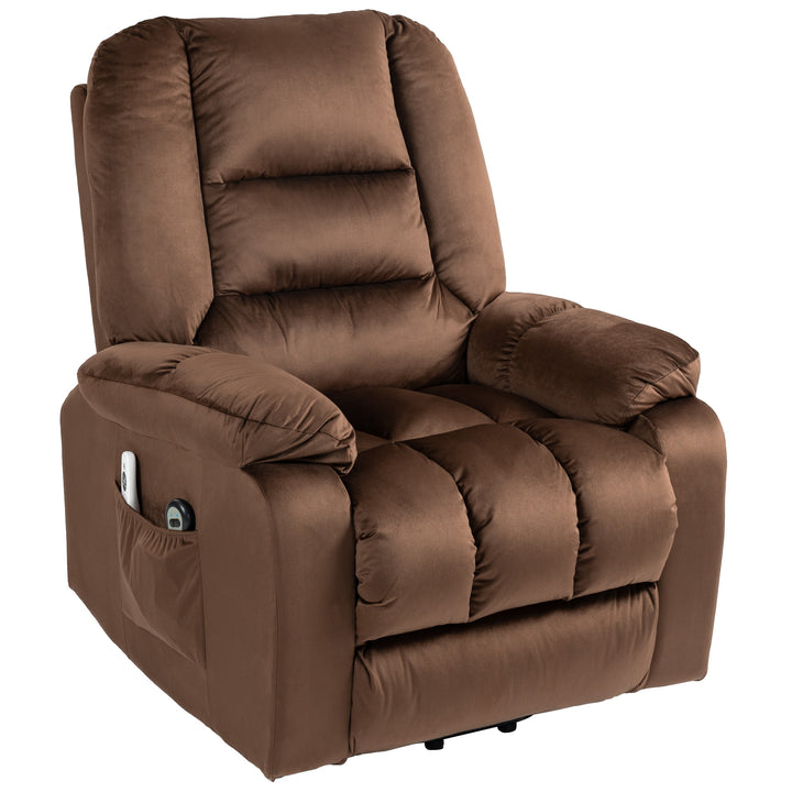 HOMCOM Lift Chair, Quick Assembly, Electric Riser and Recliner Chair with Vibration Massage, Heat, Side Pockets, Brown | Aosom UK