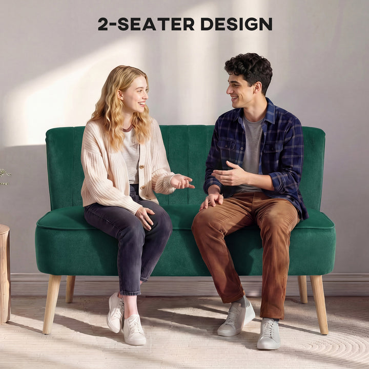 117cm Loveseat Sofa Upholstered Small 2 Seater Sofa with Thick Padded 