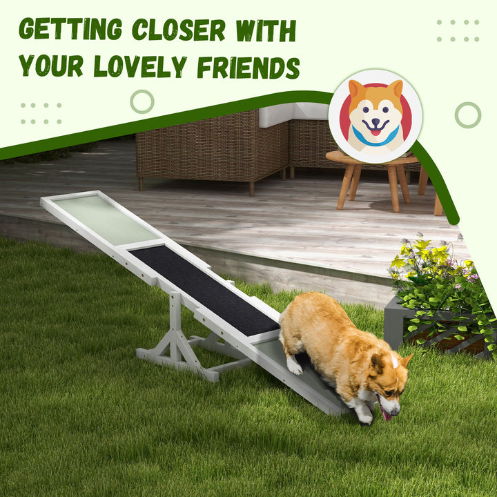 Wooden Pet Seesaw for Big Dogs, Dog Agility Equipment with Anti-Slip Surface - White