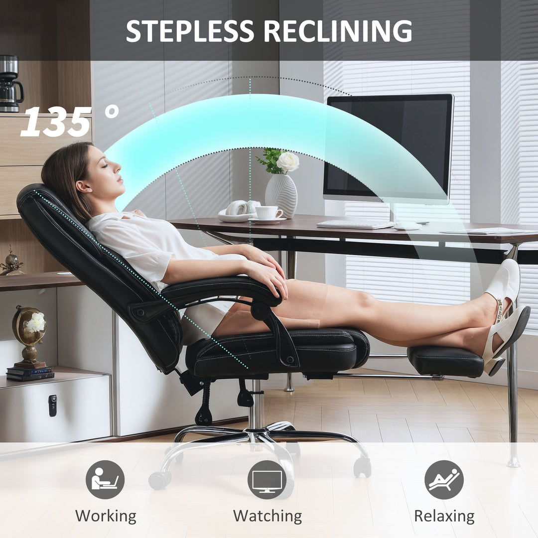 MCL Faux Leather Reclining Office Chair, with Footrest - Black