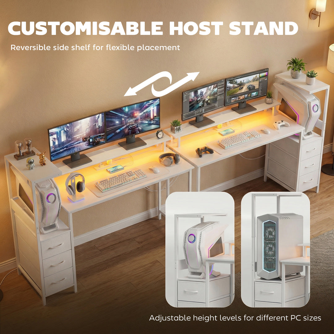 147cm Gaming Desk with Charging Station and Monitor Stand, Computer Ta