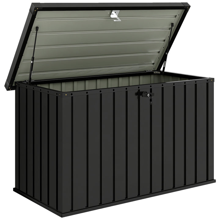 400L Galvanised Steel Garden Storage Box, Black