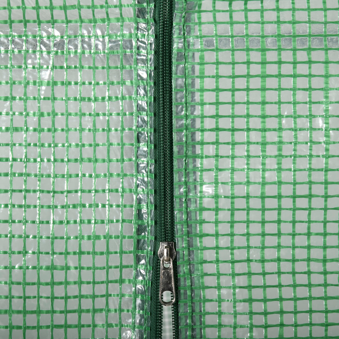 MCL Walk In Greenhouse with Shelves, Portable Gardening Plant Grow House for Outdoor with 2 Tier Shelf, Roll-Up Zippered Door, PE Cover, 141 x 72 x 191cm, Green