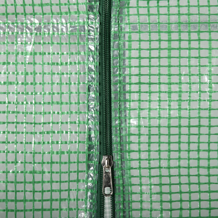 MCL Walk In Greenhouse with Shelves, Portable Gardening Plant Grow House for Outdoor with 2 Tier Shelf, Roll-Up Zippered Door, PE Cover, 141 x 72 x 191cm, Green