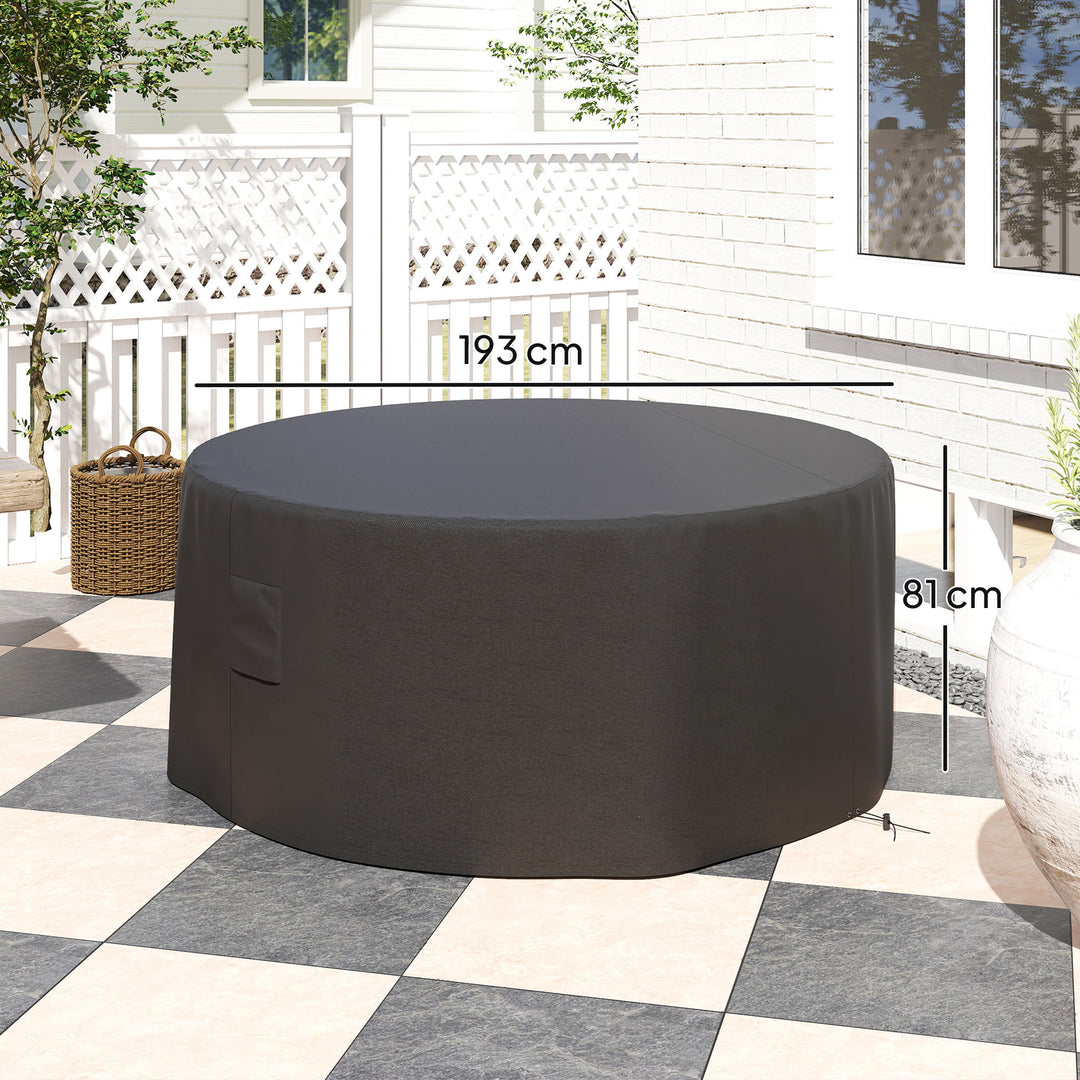 Garden Patio Large Furniture Set Round Cover 600D Oxford Waterproof, Ф193 x 80H cm, Black