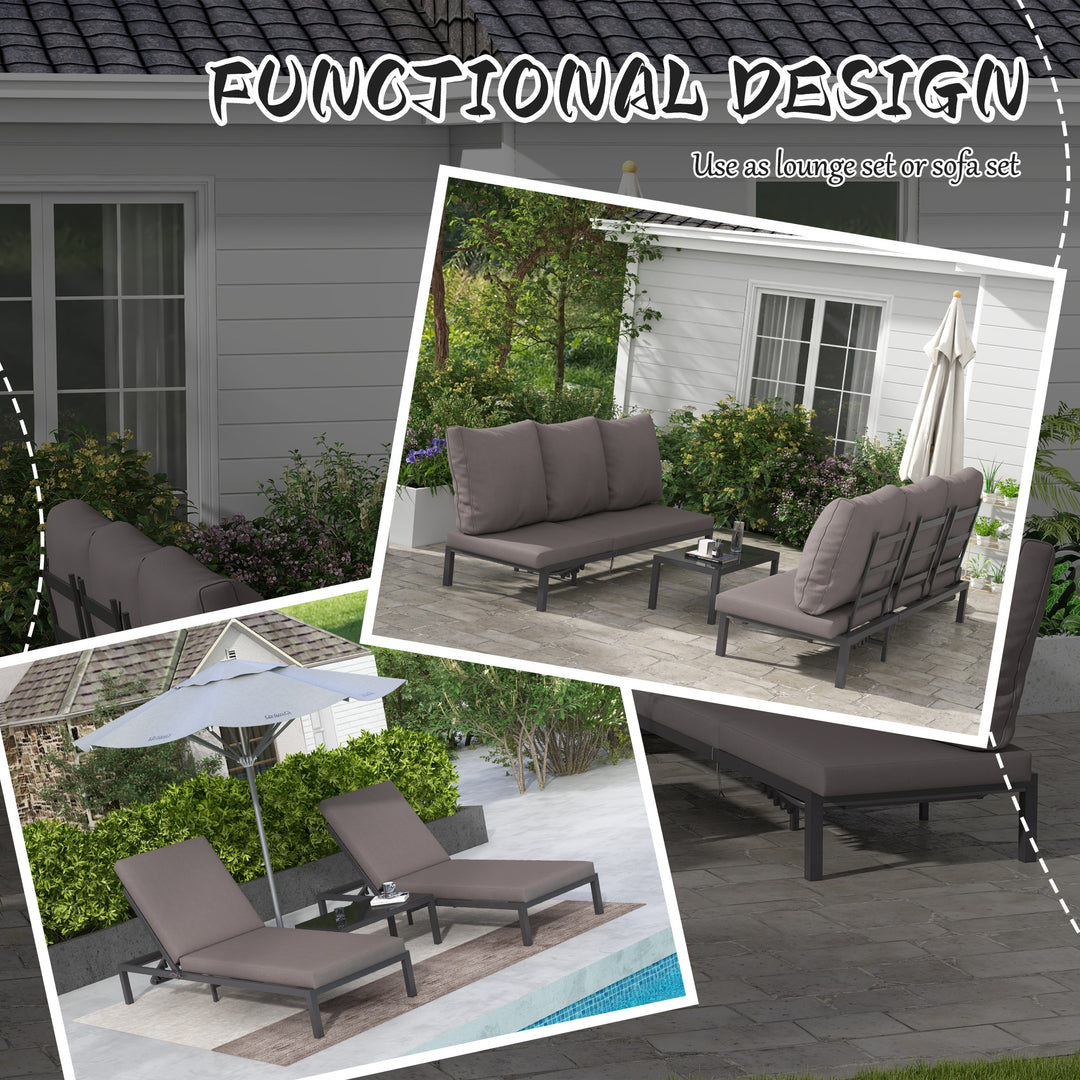 Three-Piece Aluminium Lounger Set, with Reclining Backs