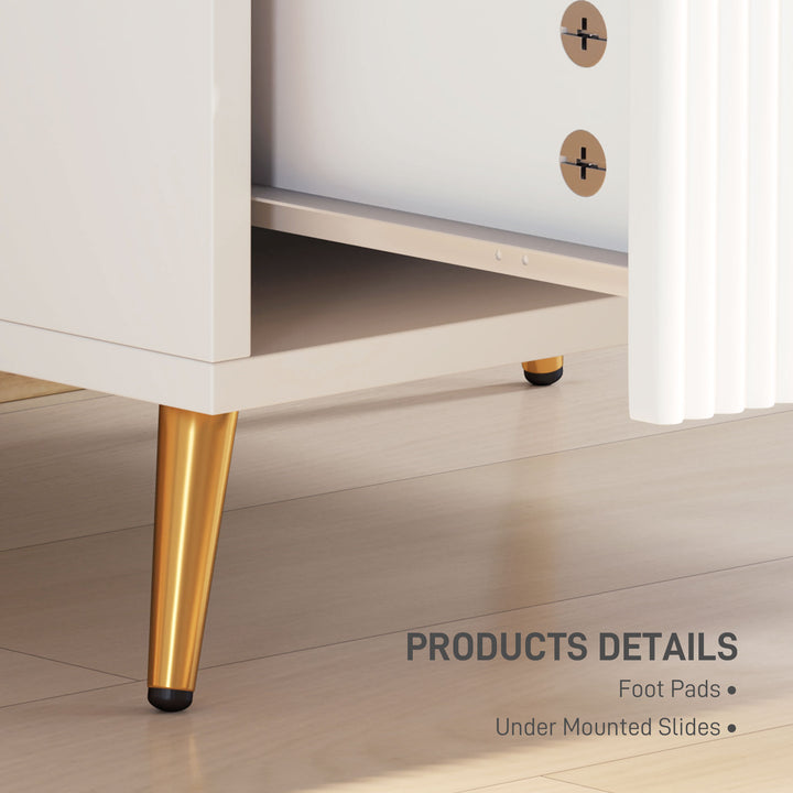 Elegant Two-Drawer Bedside Table Set of 2 - White