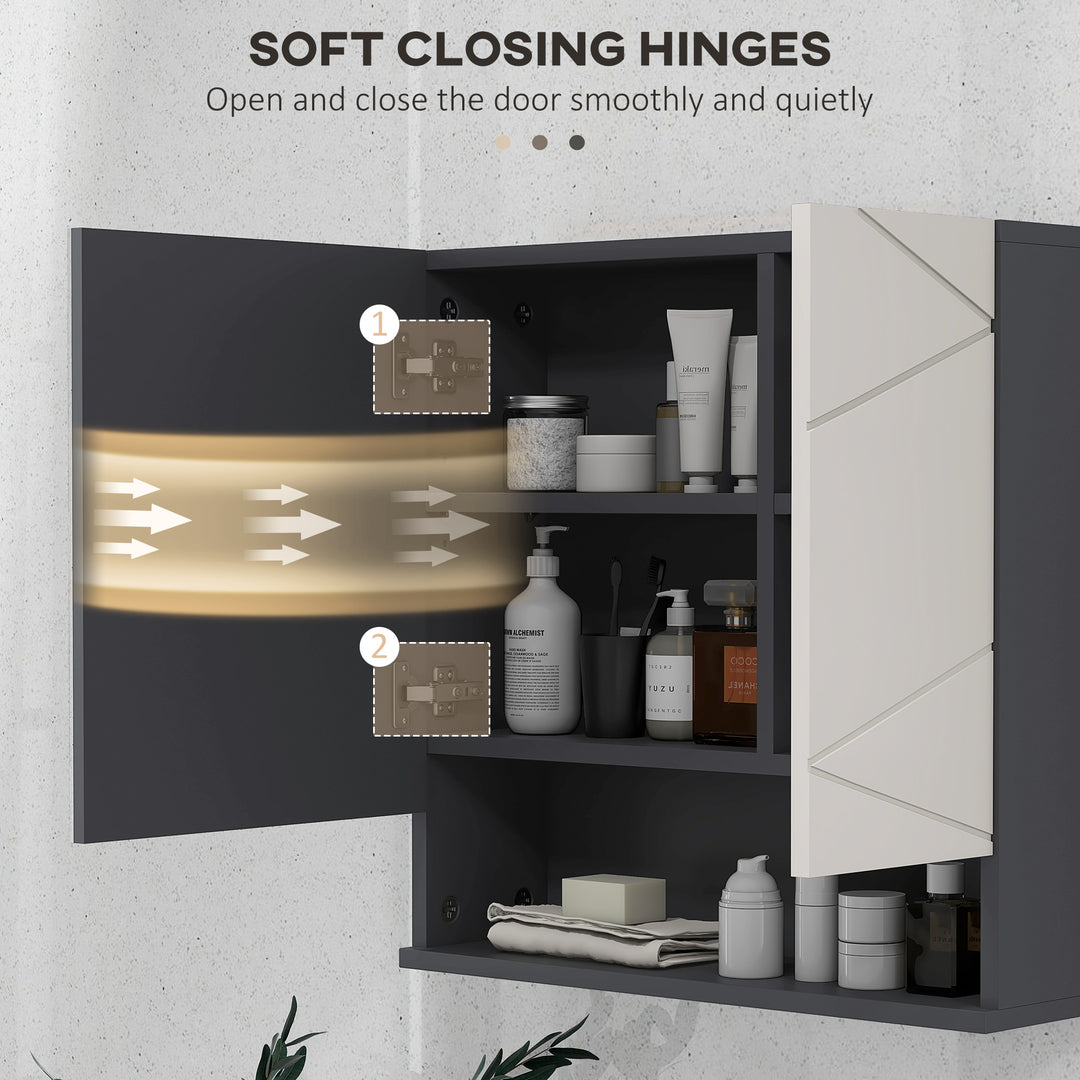Kleankin Bathroom Storage Cupboard, Wall Mounted Cabinet with Adjustable Shelves, 55W x 17D x 55H cm, Light Grey