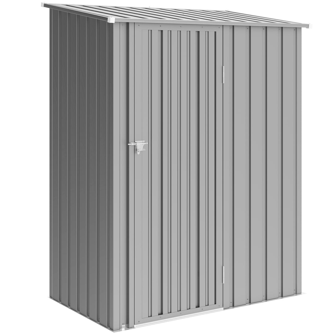 5ft x 3ft Garden Storage Shed, Outdoor Metal Shed with Sloped Roof, Al