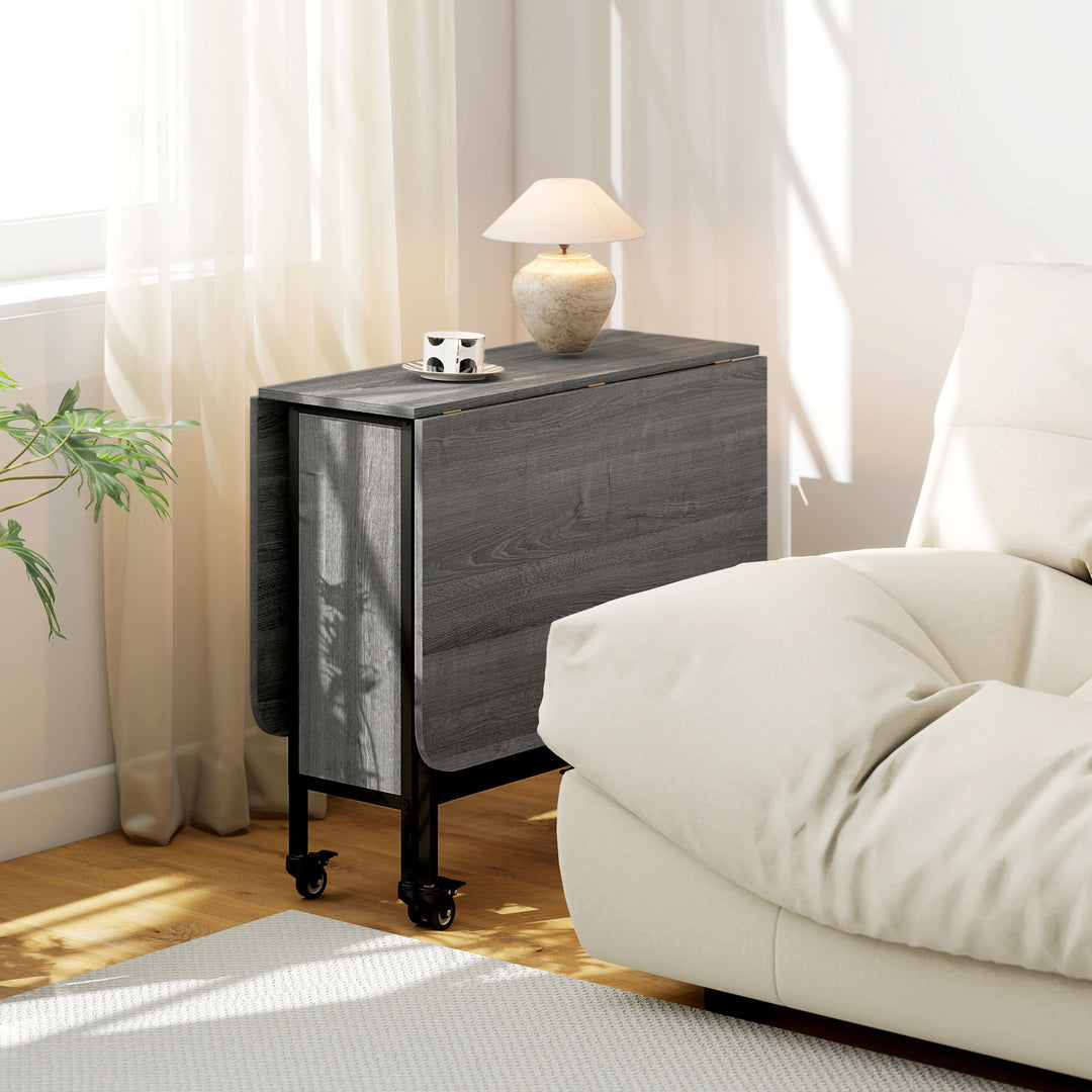 MCL Six-Person Drop Leaf Dining Table - Grey/Black