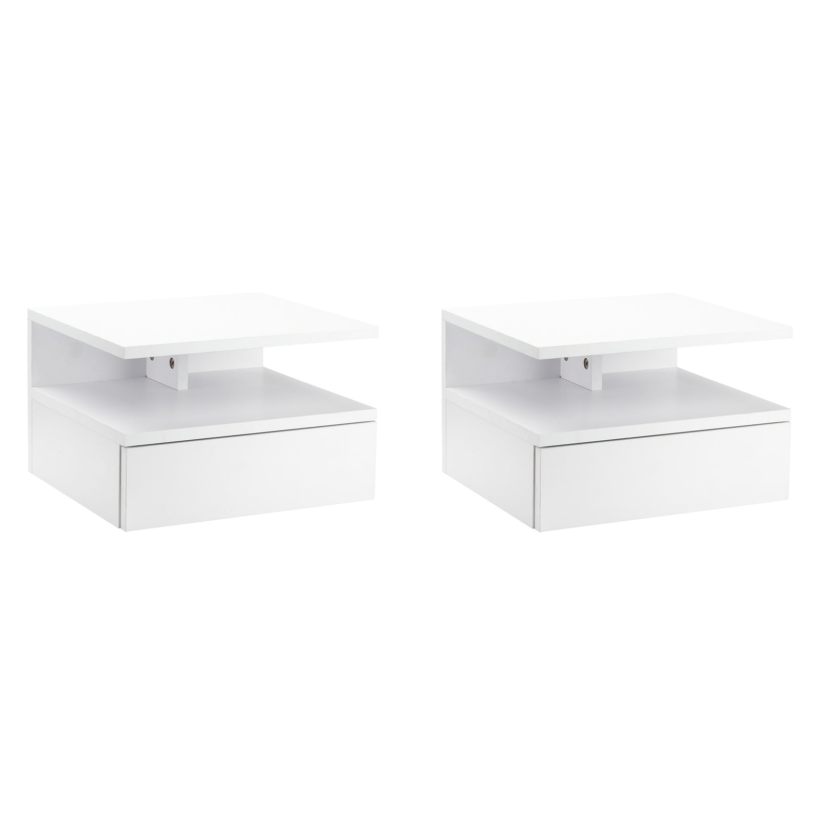 Set of Two Floating Bedside Tables - White