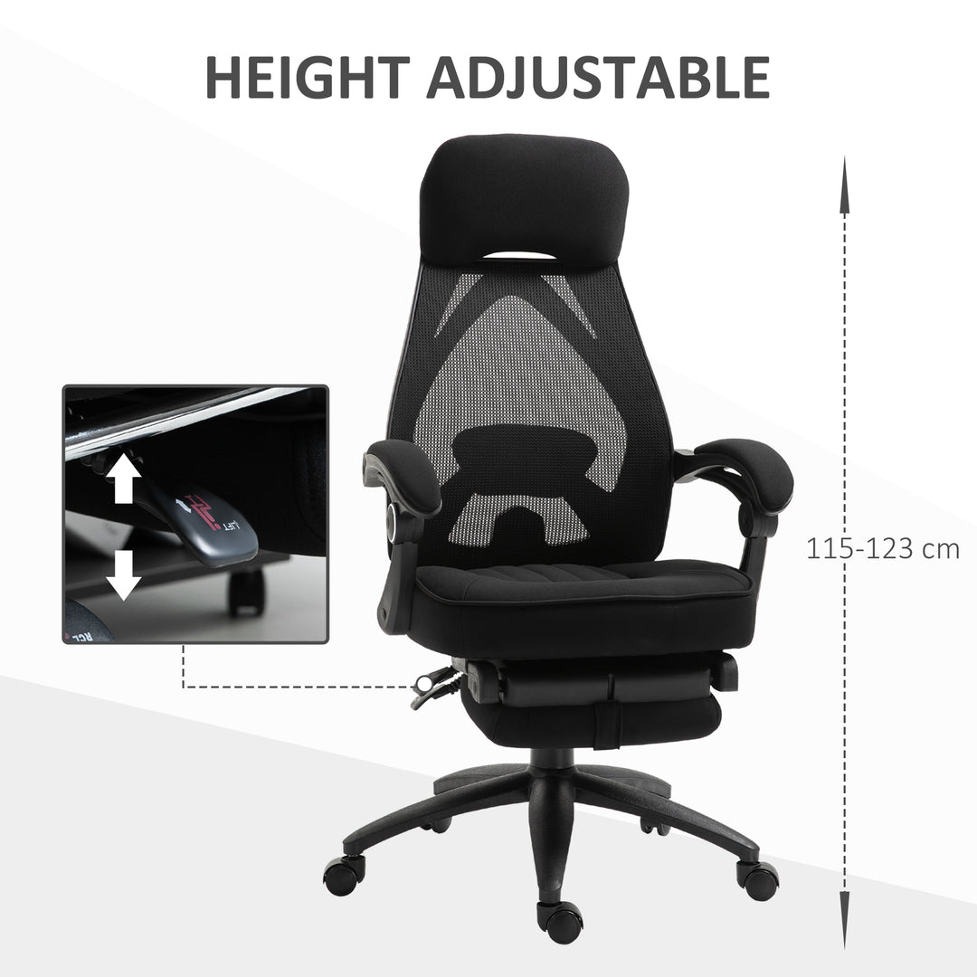 Office Chair with Footrest,High Back Swivel Desk Chair with Adjustable Height and Headrest for Home Office, Black
