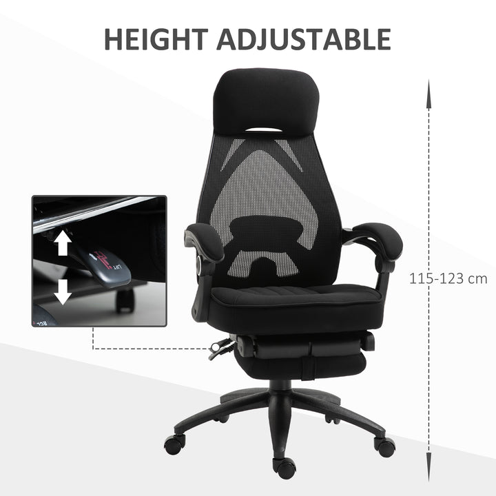 Office Chair with Footrest,High Back Swivel Desk Chair with Adjustable Height and Headrest for Home Office, Black