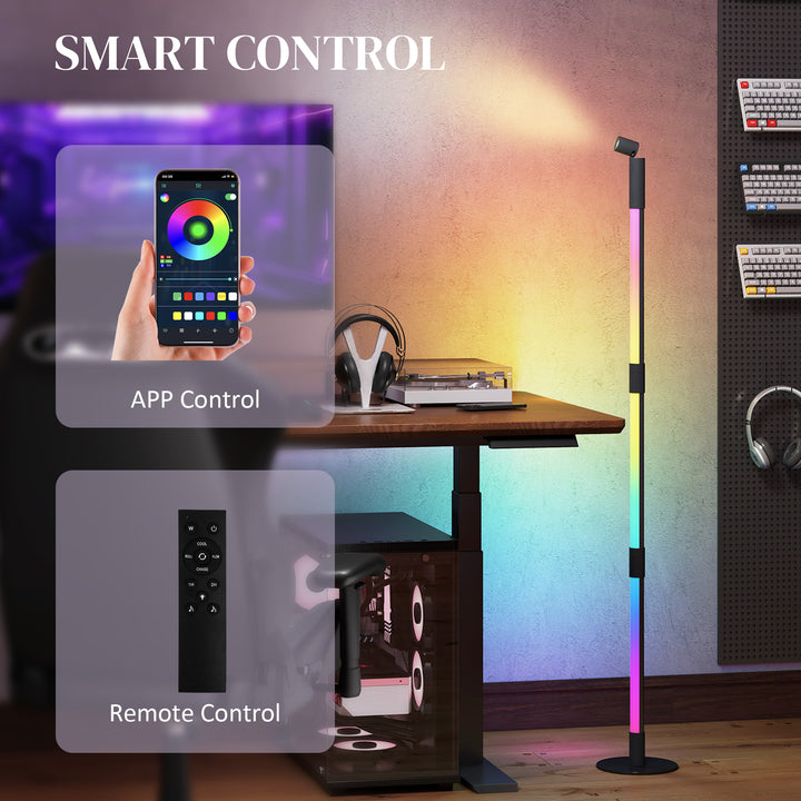 LED Floor Lamp with Reading Light, 360° RGB Detachable Corner Floor Lamp with App & Remote Control, Standing Lamp with Music Sync & Timing, for Living Room, Game Room, Dark Grey
