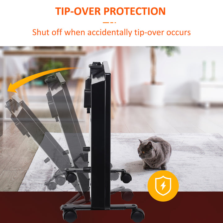 MCL POWER Convector Radiator Freestanding or Wall-mounted Heating with 2 Heat Settings Safety Cut-Off, Black