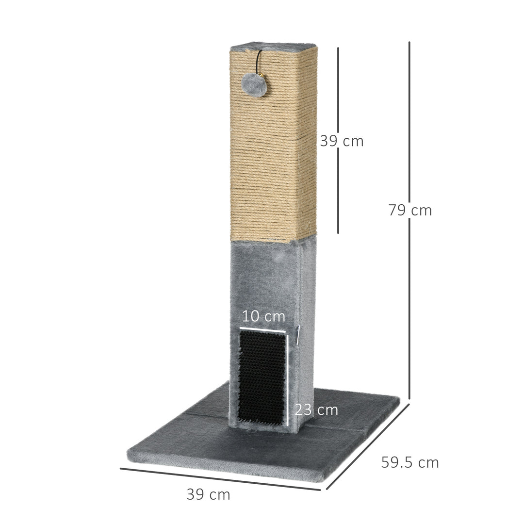 MCL Cat Tree Scratching Post for Indoor Cats 79cm Jute Scratcher Climber w/ Carpet Base Dangling Toy – Grey