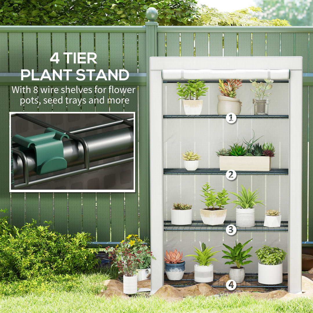 Four-Tier Mini Greenhouse - Grey/White