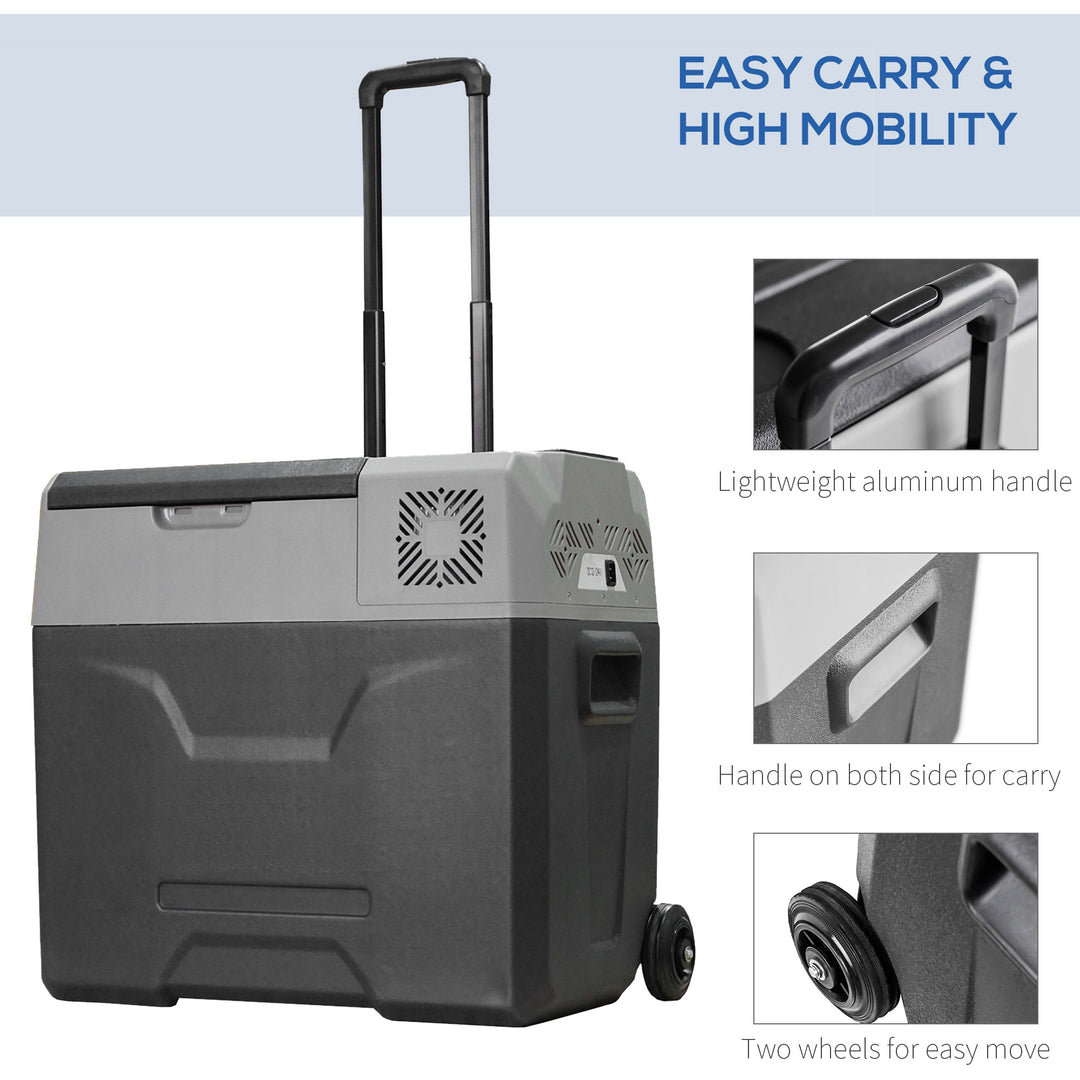 HOMCOM Portable Car Fridge Freezer, 12/24V 50L, Electric Cooler Box for Camping, Travel, Picnic, Grey