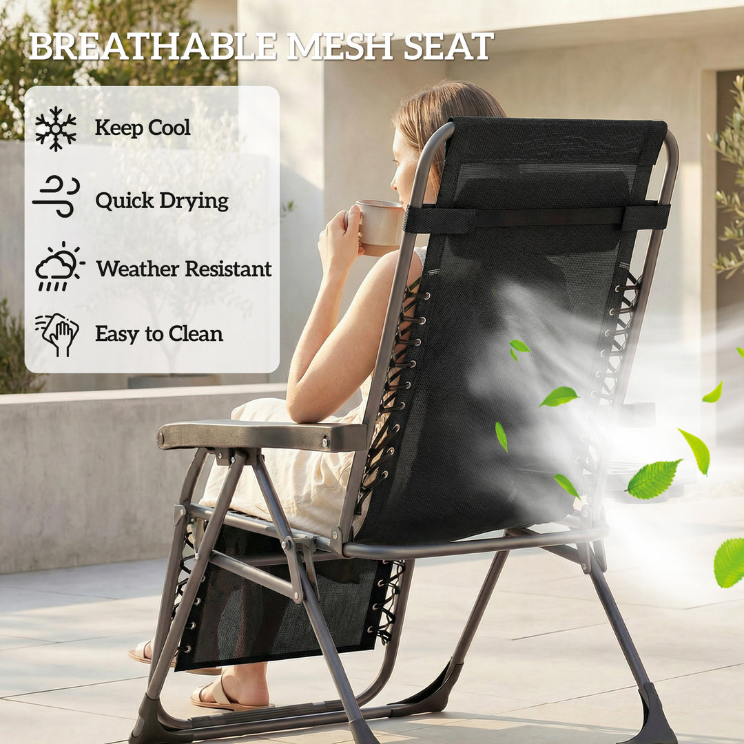 Zero Gravity Chairs Set of 2, Folding Sunloungers Reclining Garden Cha
