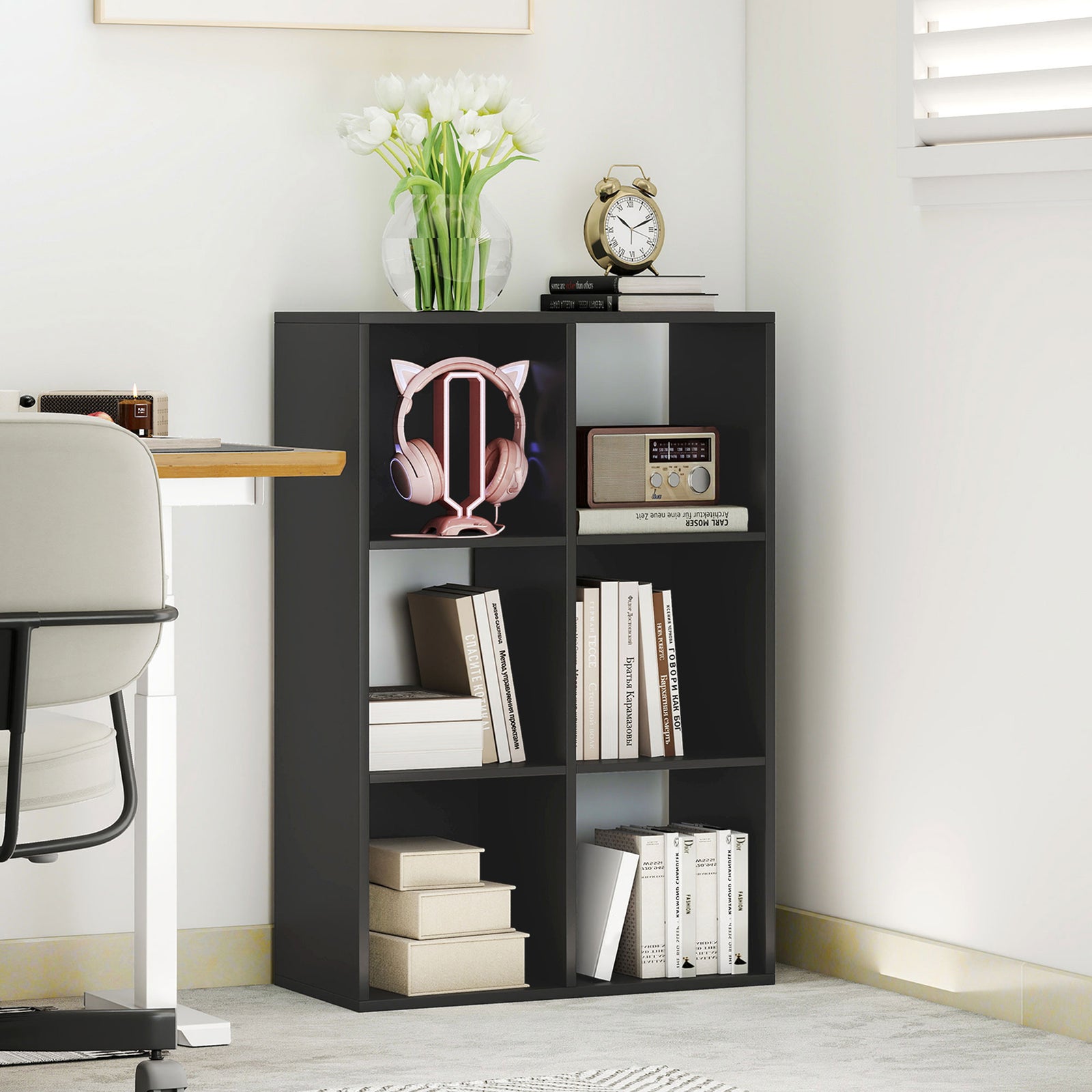 6-Cube Bookshelf - Black