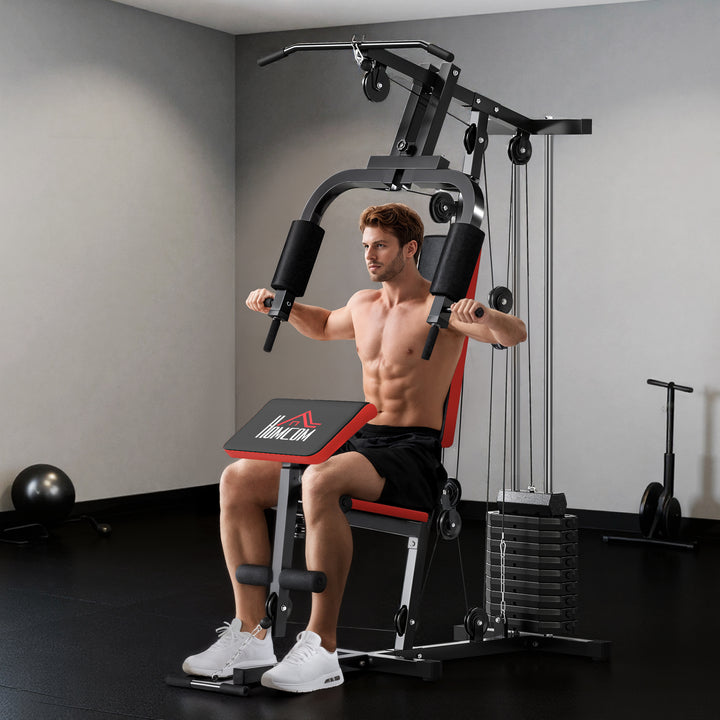 MCL Multigym Station, with 66KG Weight Stack, for Strength Training - Red & Black