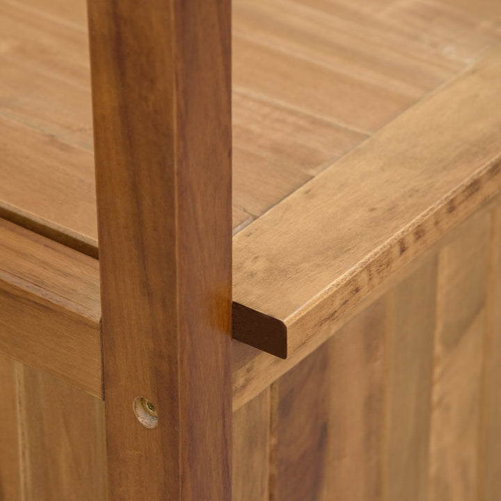 Two-Seater Wooden Storage Bench - Natural Finish