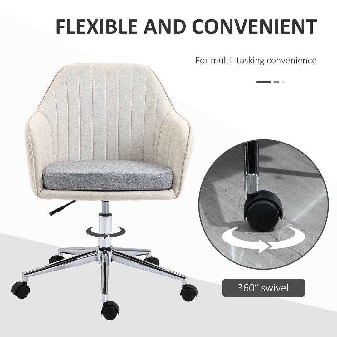 Home Office Chair Comfortable Computer Desk Chair Swivel Task Chair with Golden Base, Vanity Chair for Teens Adults Bedroom, Beige