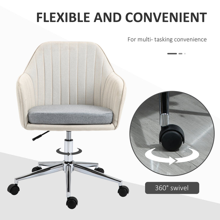 Home Office Chair Comfortable Computer Desk Chair Swivel Task Chair with Golden Base, Vanity Chair for Teens Adults Bedroom, Beige