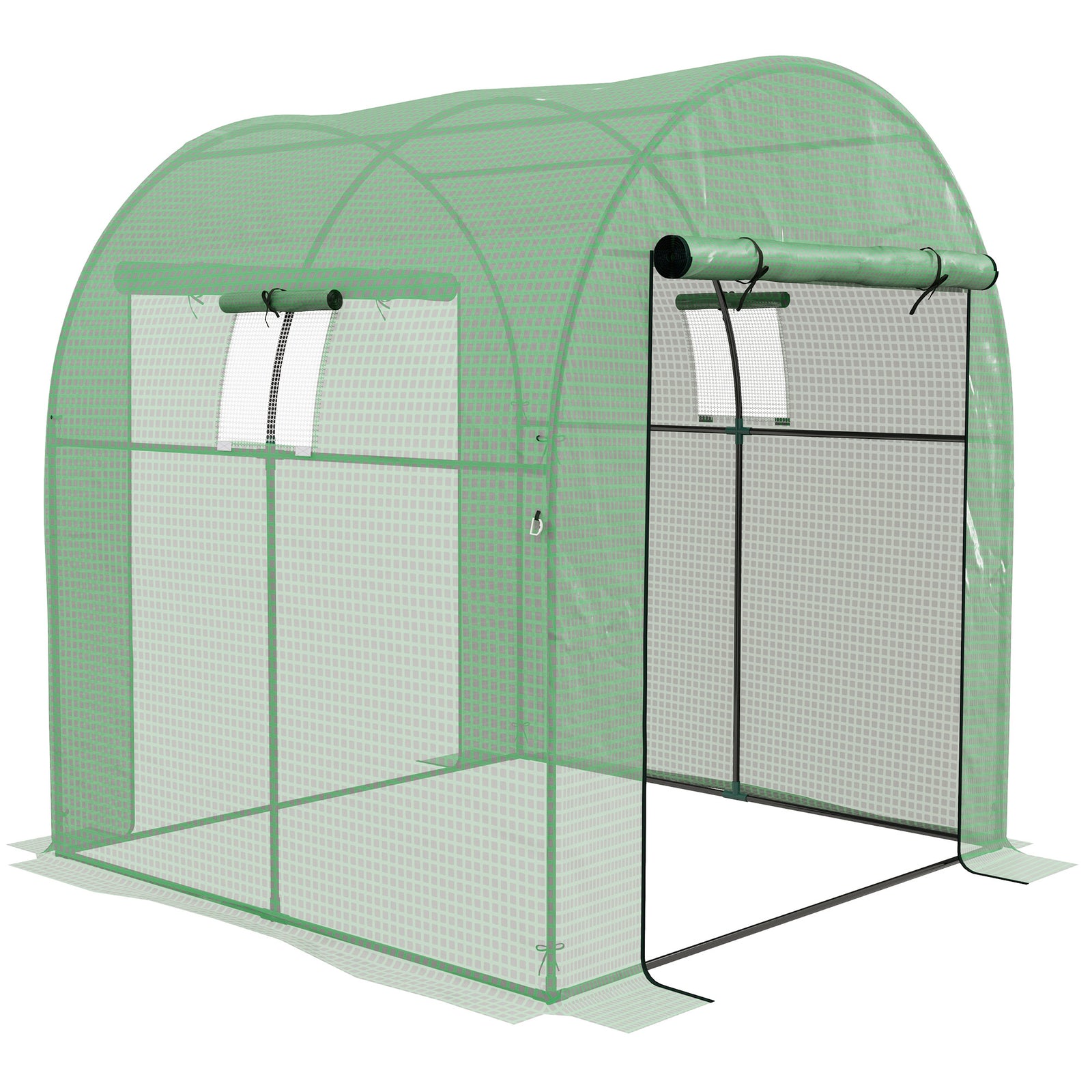 180 x 180cm Walk-In Polytunnel Greenhouse - Green