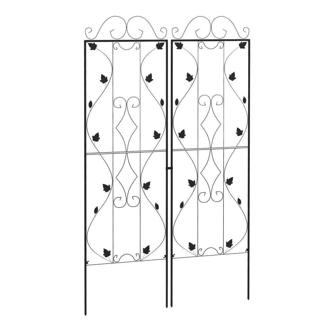 Metal Trellis Set of 2, Garden Trellis for Climbing Plants Support Frames, Leaf Design