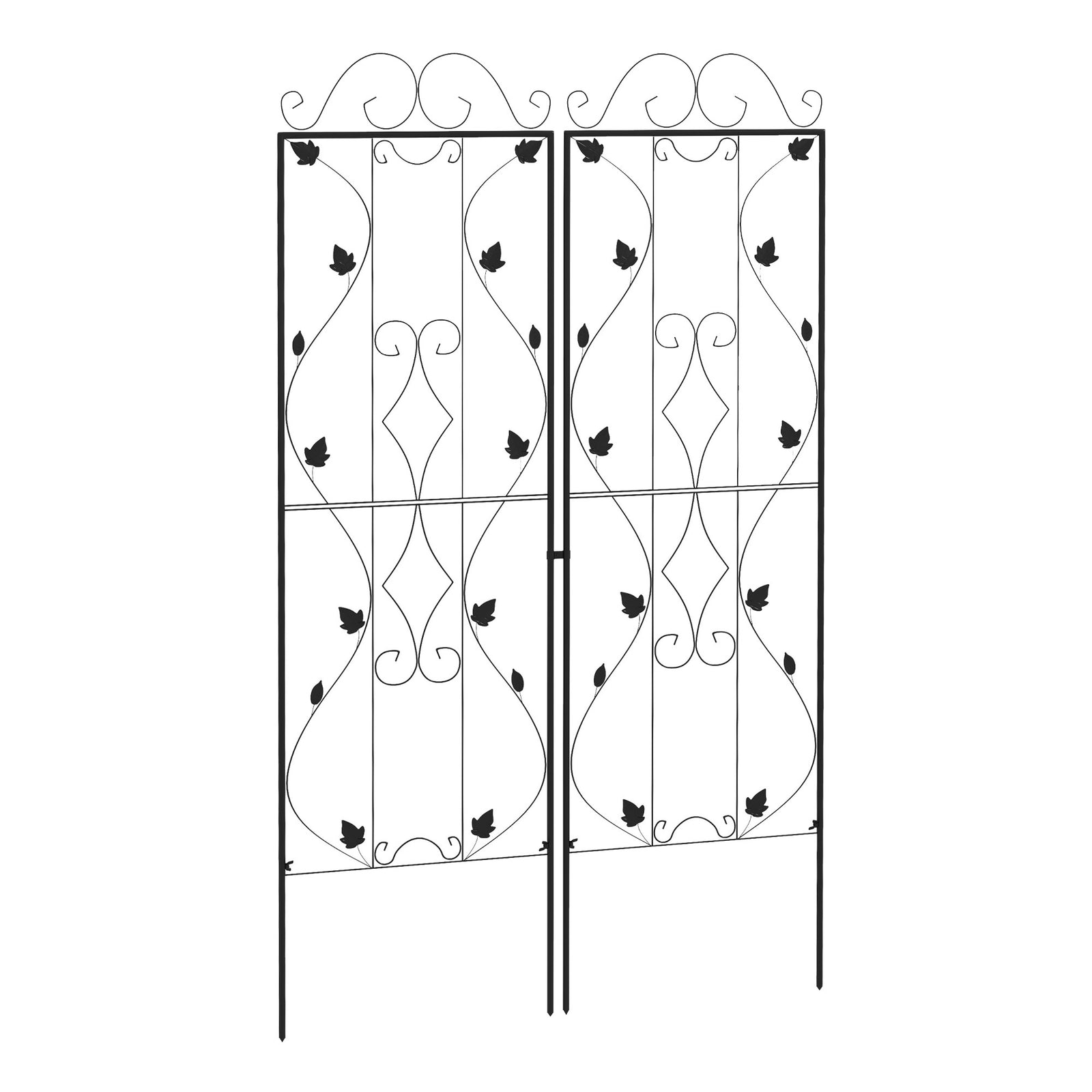 Metal Trellis Set of 2, Garden Trellis for Climbing Plants Support Frames, Leaf Design