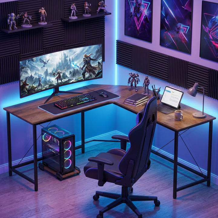 Corner L-Shape Computer Desk PC Workstation Writing Gaming Table Home 