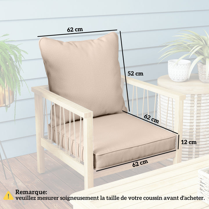 Seat and Back Padded Cushion Set, CUSHION ONLY - Beige