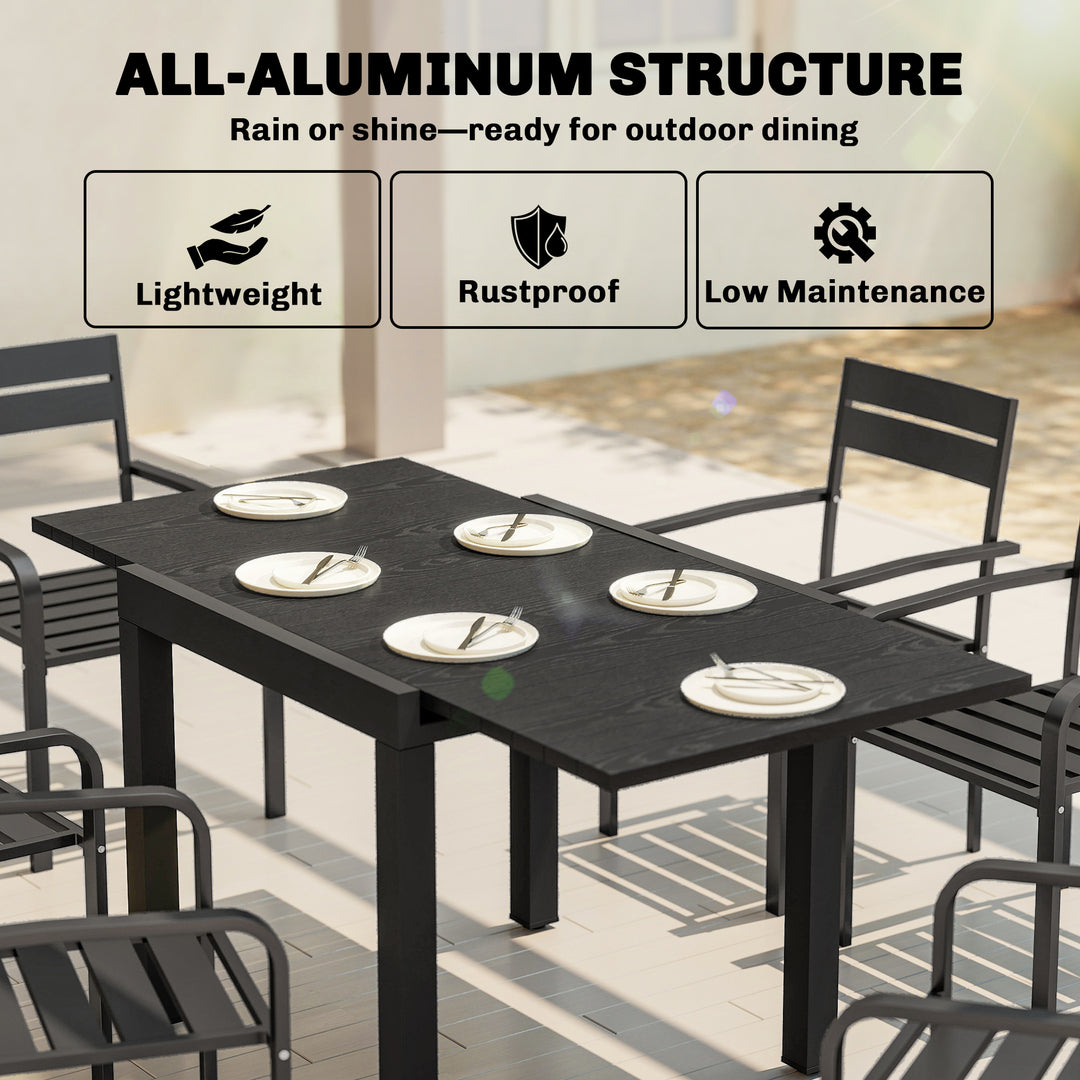 Extending Garden Table for 4-6, Aluminium Outdoor Dining Table with Fa