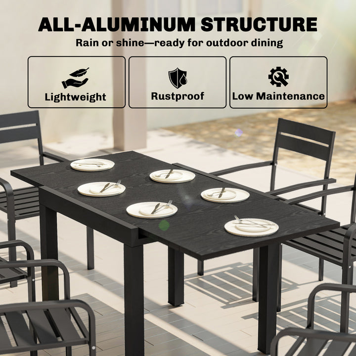 Extending Garden Table for 4-6, Aluminium Outdoor Dining Table with Fa